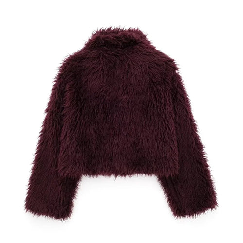Amara Burgundy Faux Fur Cardigan